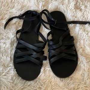 5 for $25 - NWOT Strappy Black Ankle Sandals